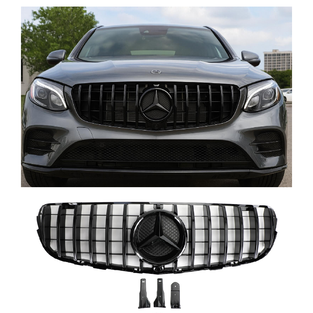 Mercedes Benz GLC X253 W253 2015-2019 Griglia Paraurti Anteriore Griglia Nero Lucido