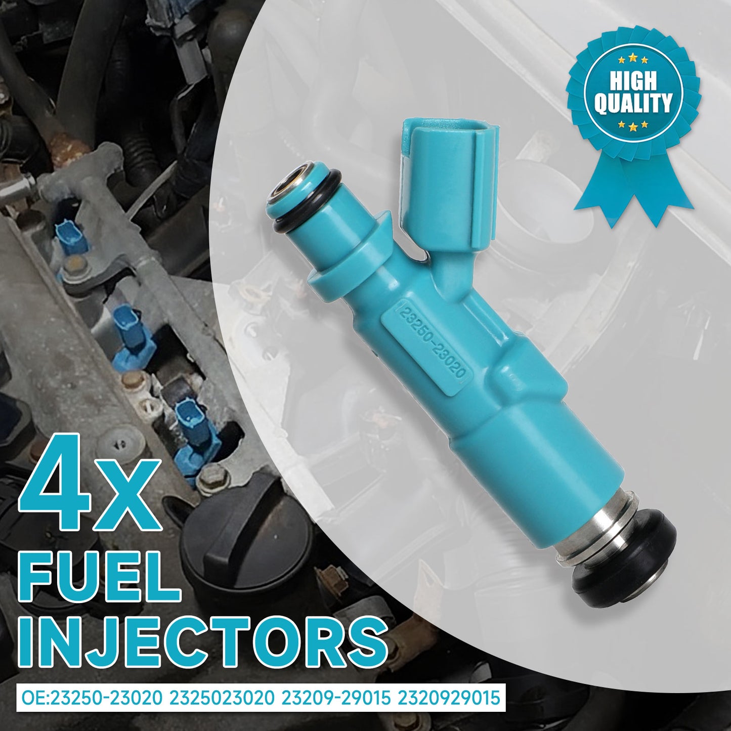 4PCS Iniettori di Carburante 23250-23020 Fit Toyota Yaris Vitz 1.0L 1.3L 1999-2005 Generico