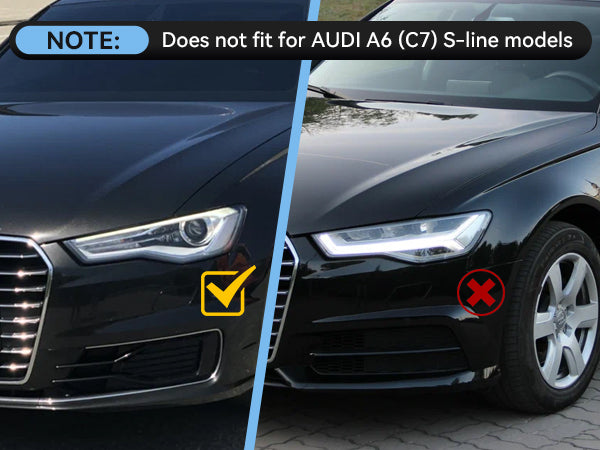 Audi A6 C7 2014-2018 2 pezzi griglia di copertura fendinebbia paraurti anteriore nera cromata