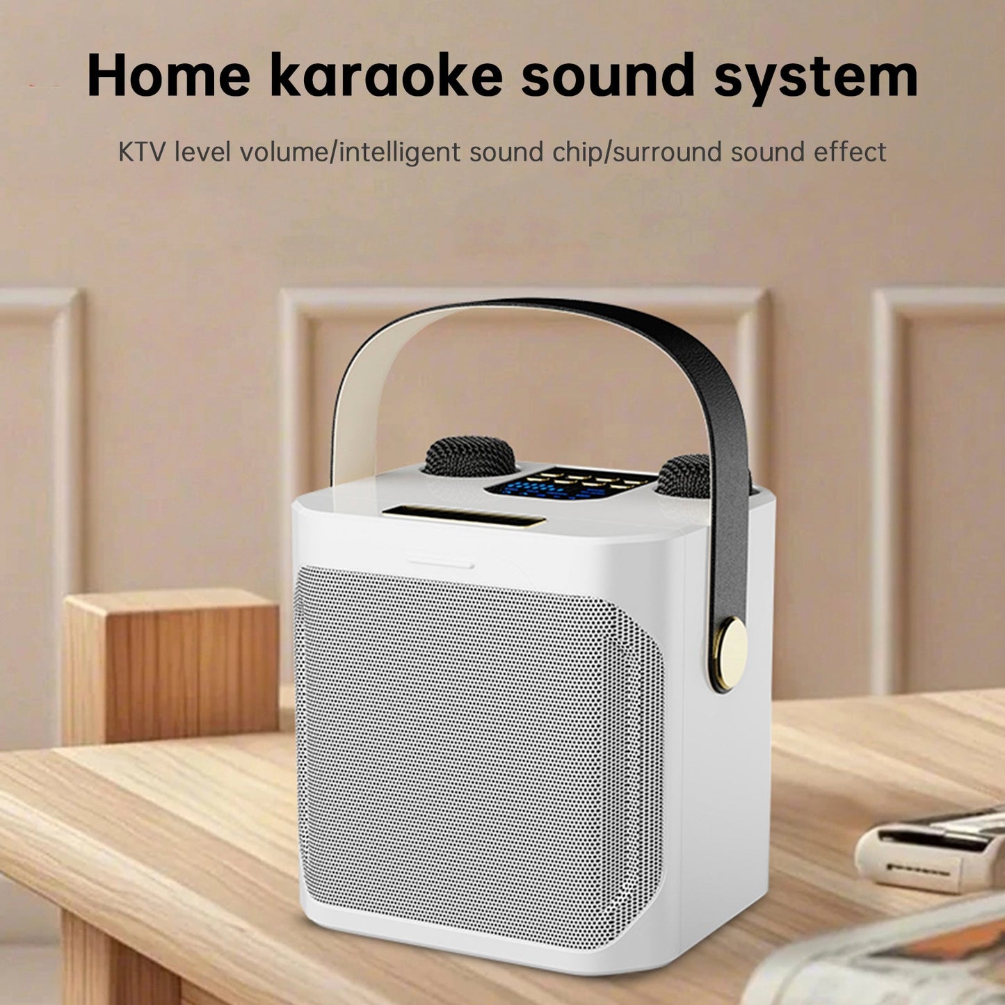 Altoparlante Bluetooth wireless con doppio microfono, altoparlante portatile per karaoke domestico
