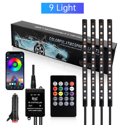 Strisce luminose a LED RGB per interni auto con controllo remoto e APP