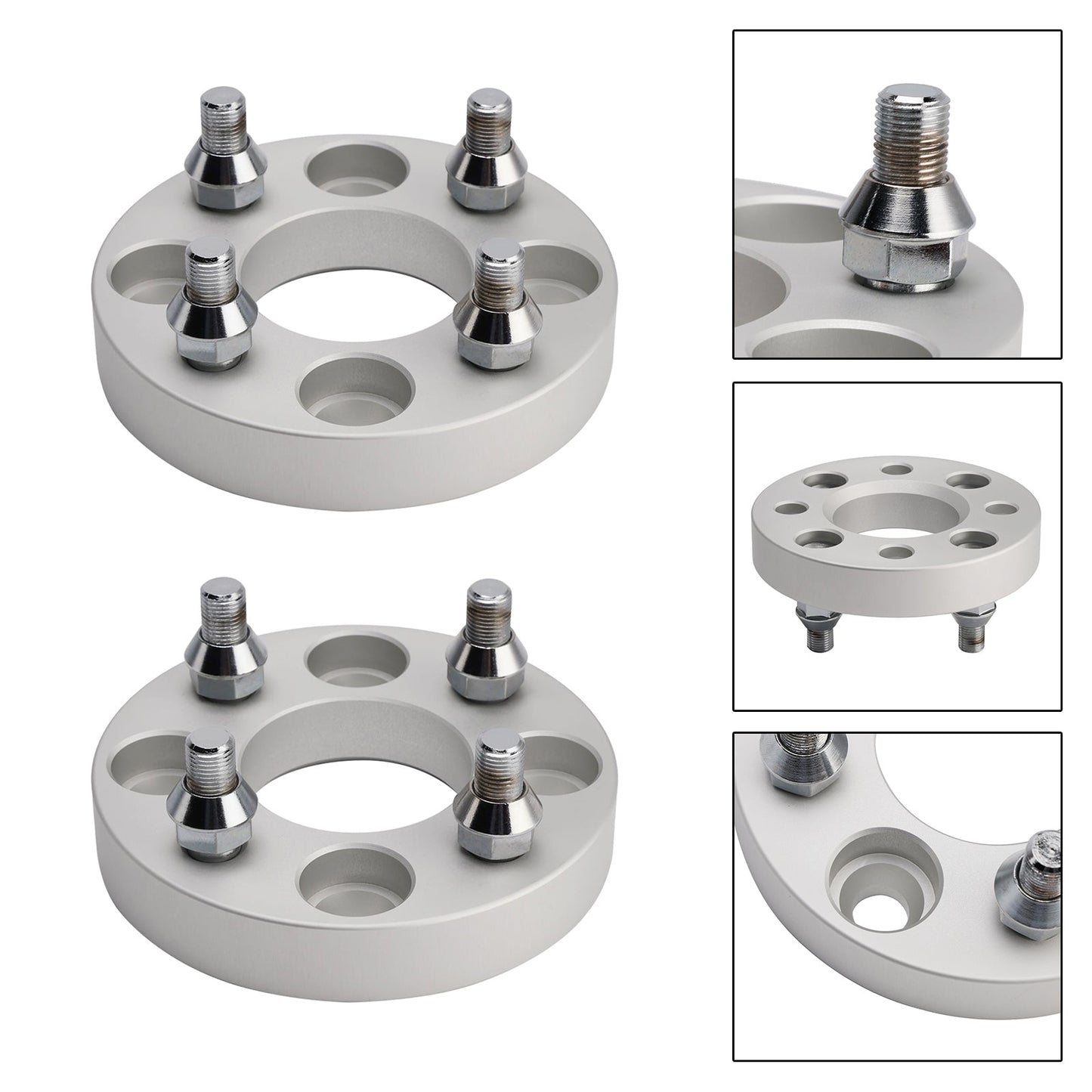Kit distanziali per ruote da 1"" con cavo per dadi ruota per carrelli da golf, argento per Yamaha Club Car Ezgo