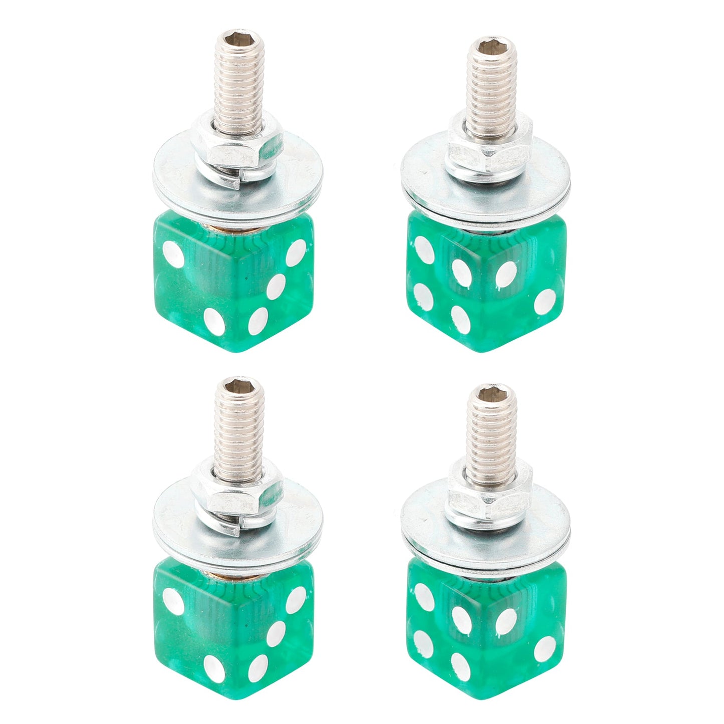 4x bulloni per targa DICE personalizzati, viti, plastica verde per motocicletta, chopper e bobber