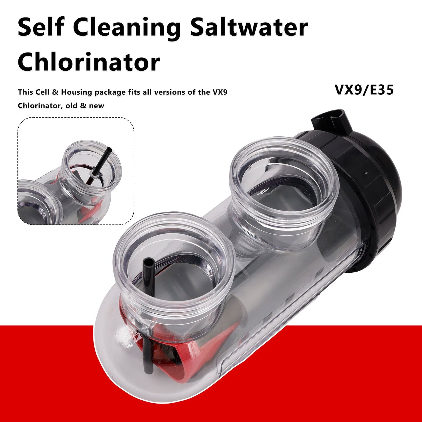 Cella di ricambio per cloratore ad acqua salata con alloggiamento per Astral/Hurlcon VX9/E35
