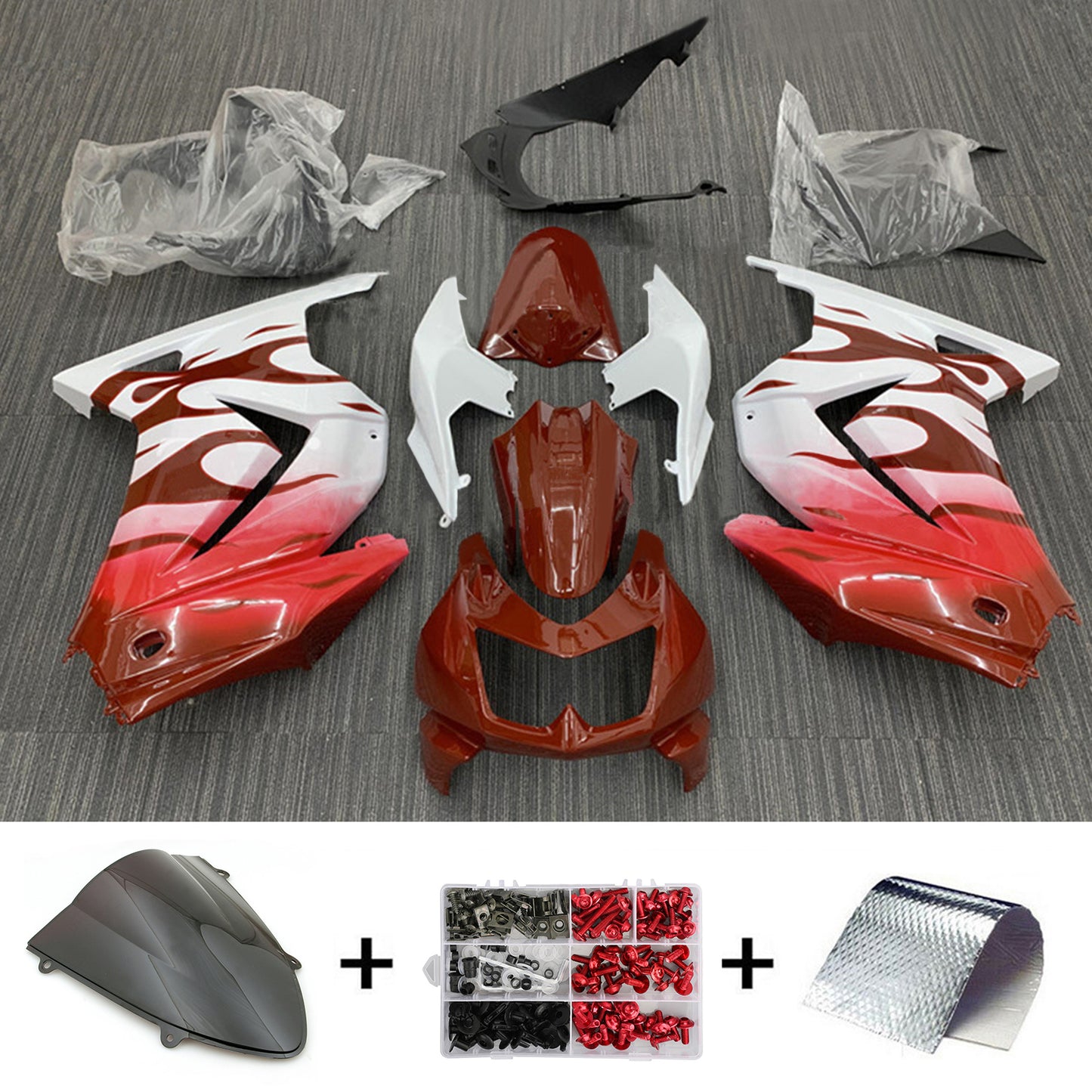 Kit carenatura BODYWORK ABS di plastica per Kawasaki EX250 Ninja250R 2008-2012