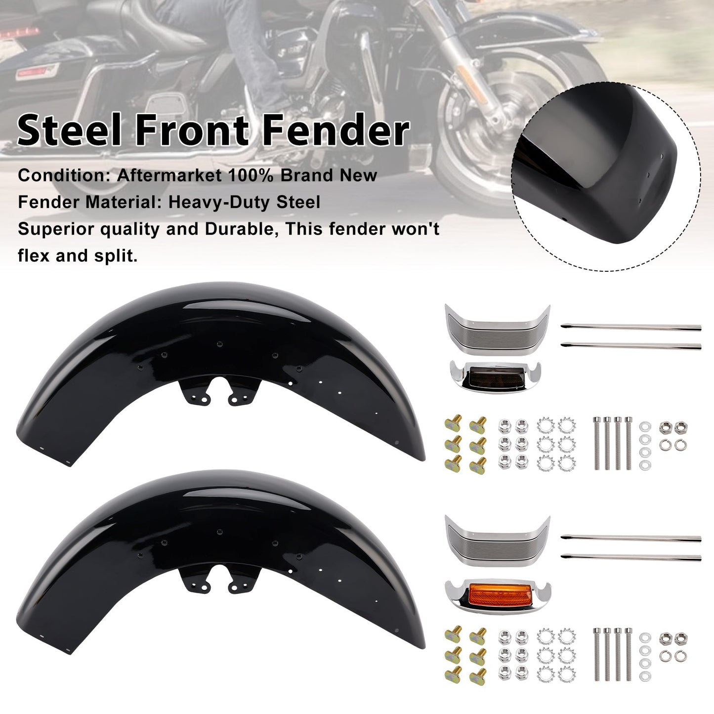 Parafango anteriore in acciaio per Touring Electra Glide Ultra Limited 2014-2024
