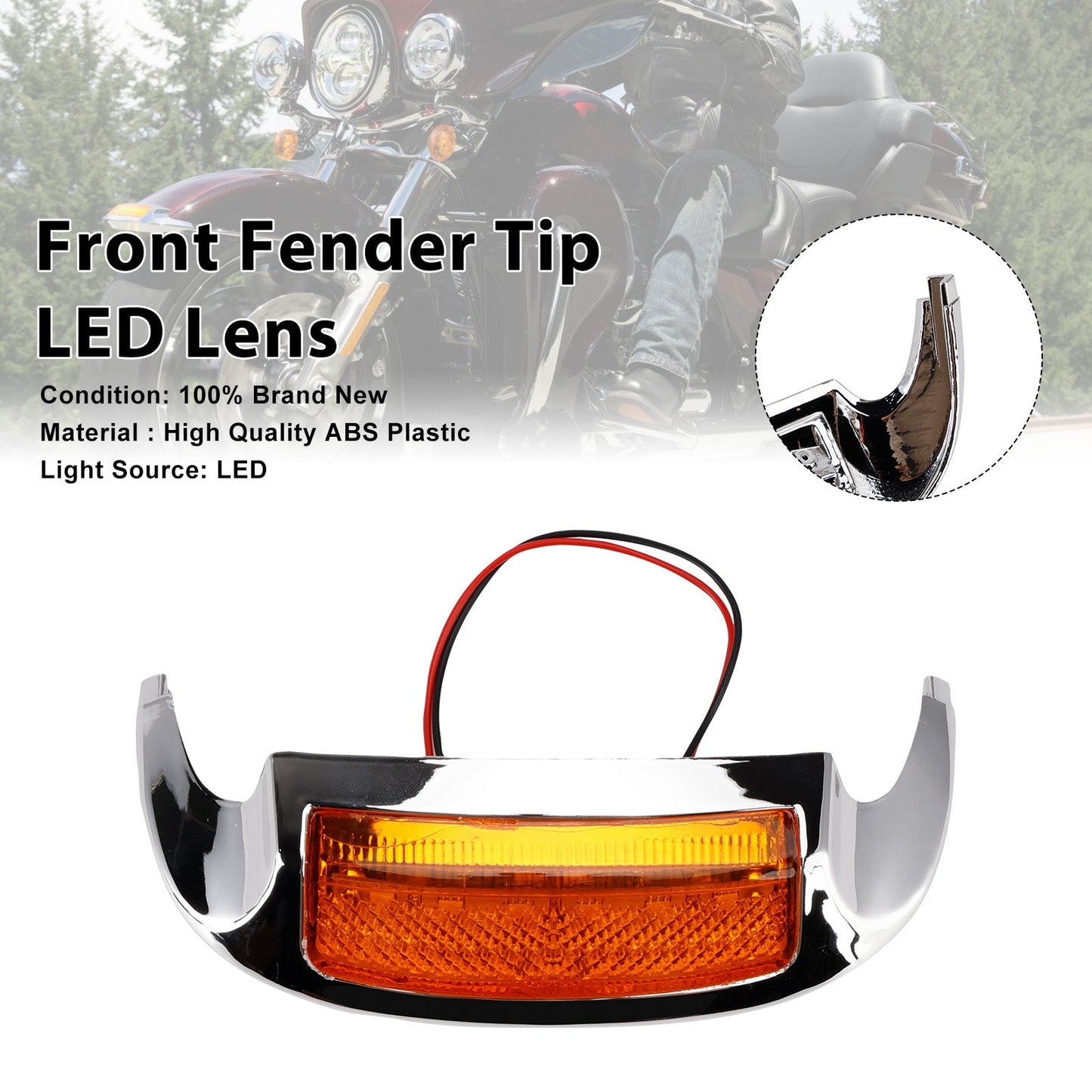 Puntale parafango anteriore con lente LED compatibile con Electra Glide Ultra Limited Low 2014-2023