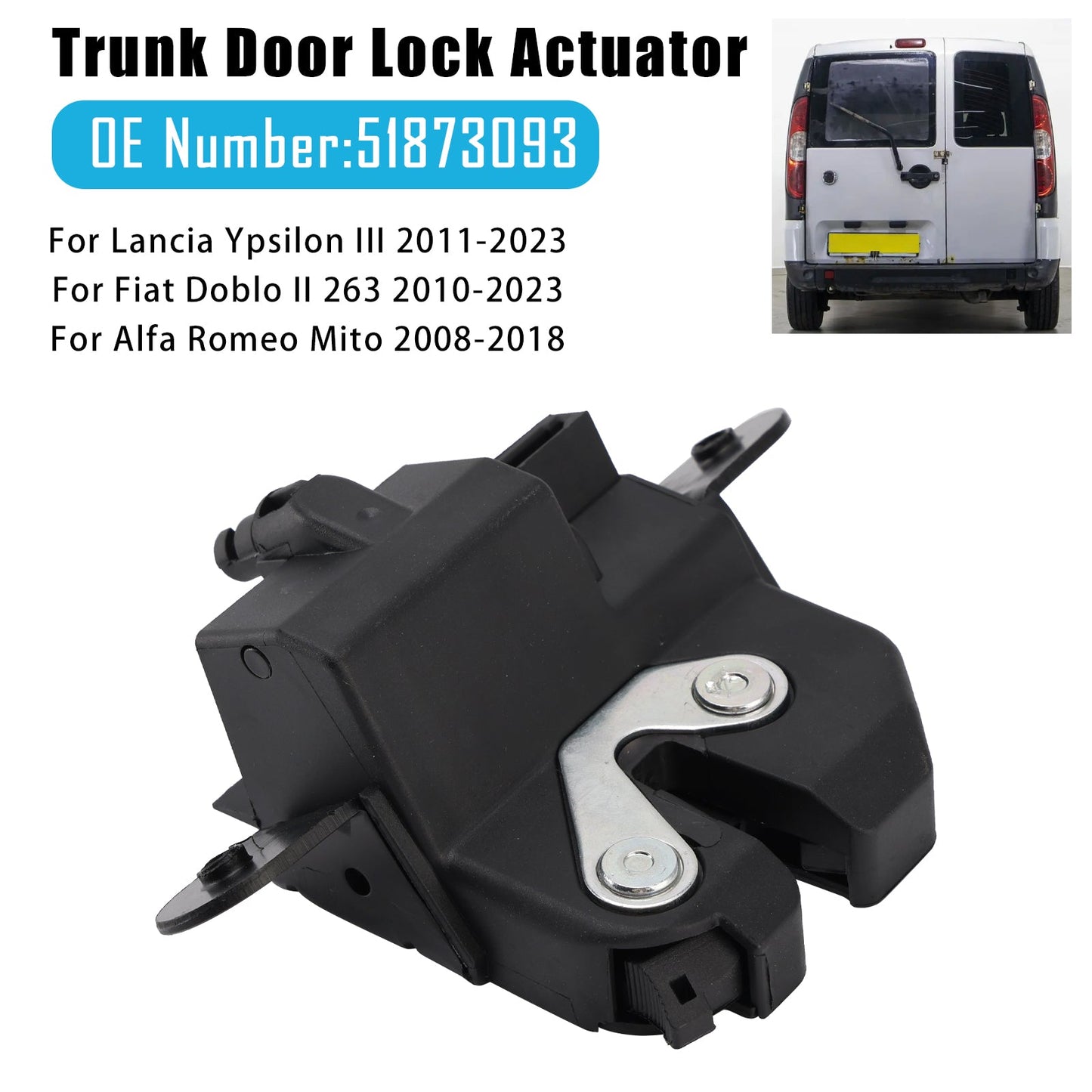 Attuatore serratura porta bagagliaio 51873093 per Fiat Doblo Alfa Romeo Mito 2008-2018