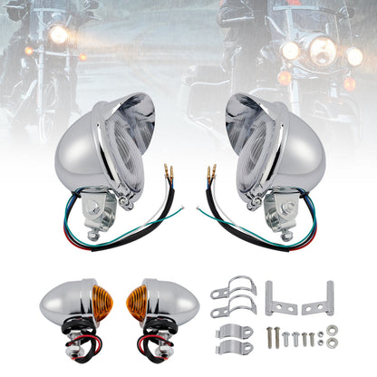 Faro fendinebbia cromato personalizzato per moto #D17 per Bobber Chopper da corsa