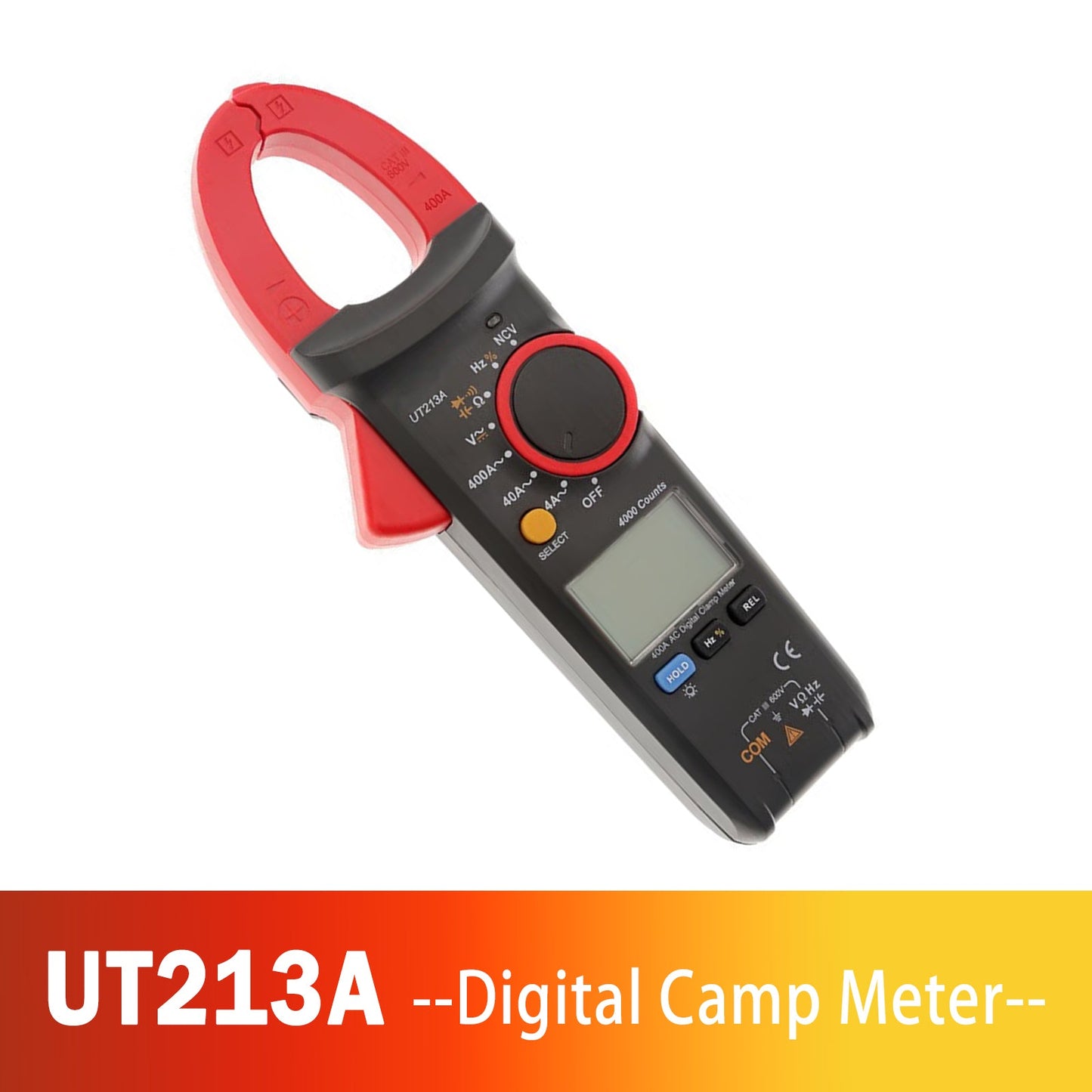 Pinza amperometrica UT213A 400A TRMS per corrente AC e DC, tensione, resistenza e capacità.