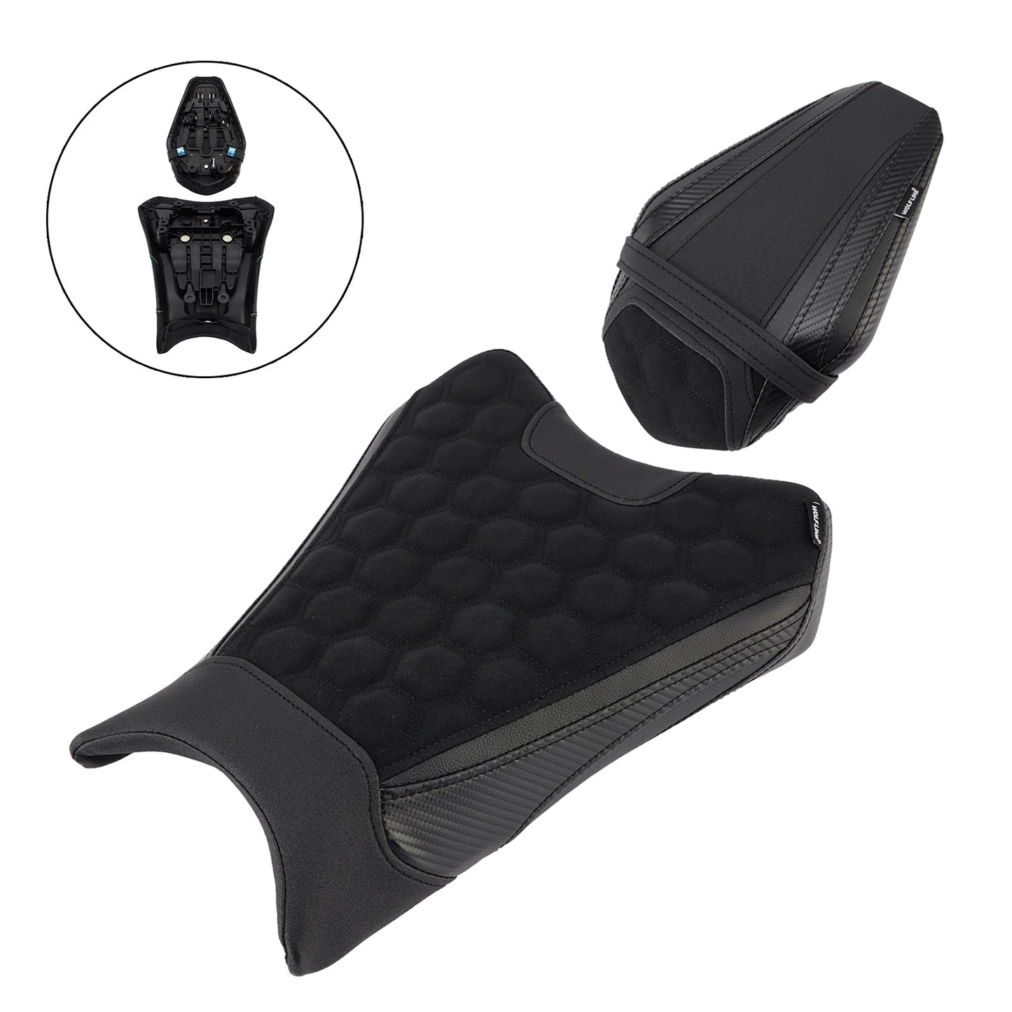 Kit cuscini passeggero Raider anteriori e posteriori per BMW R1300GS 2024-2025, colore nero.