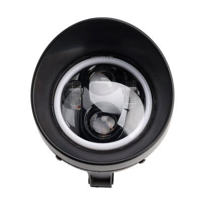 Faro anteriore da 5,75"" con faretto universale a 4 lampadine, adatto per moto, cromato