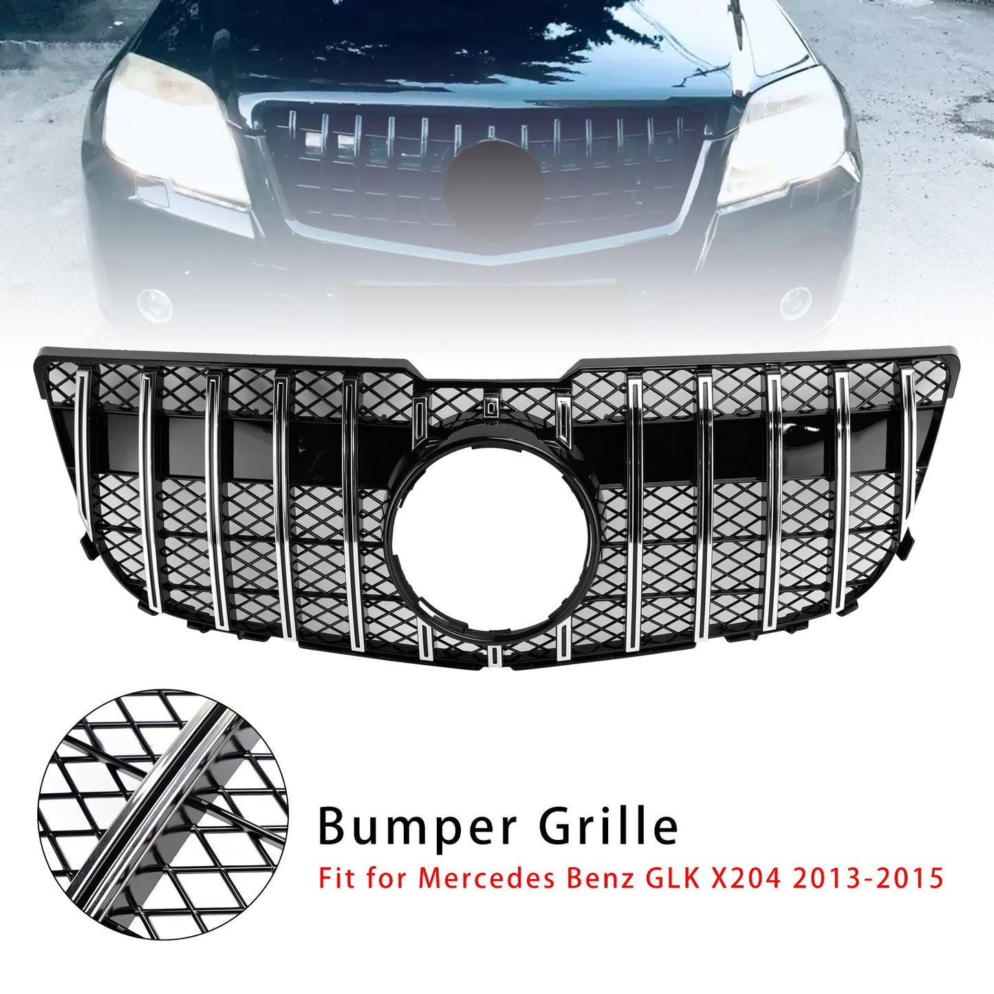Griglia anteriore Mercedes Benz GLK X204 GT 2013-2015 con griglia cromata