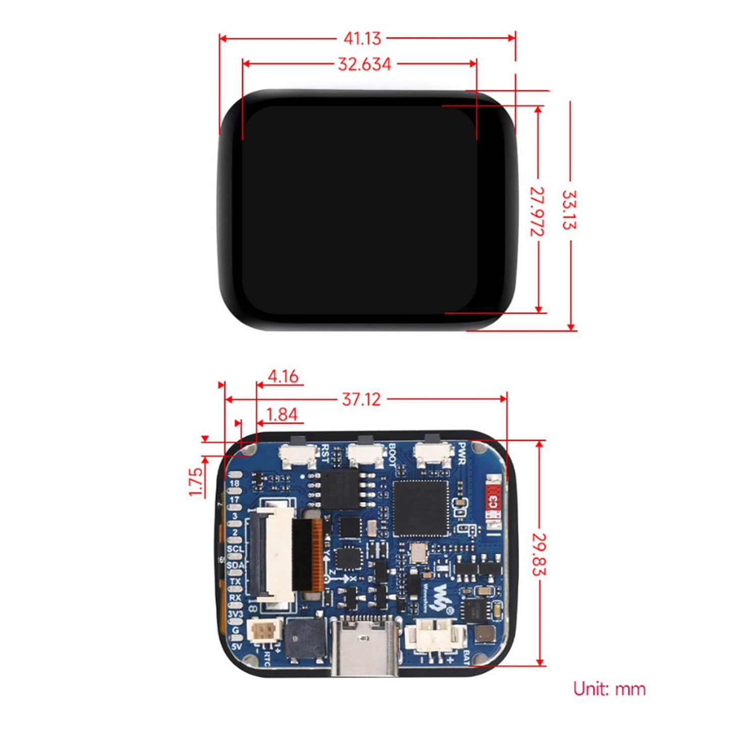 Scheda di sviluppo touch screen ESP32-S3 da 1,69 pollici, processore 240 MHz, WIFI, Bluetooth