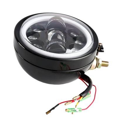 Faro fendinebbia a 9 lampadine personalizzato da 5,75"" nero per Bobber Chopper Racer