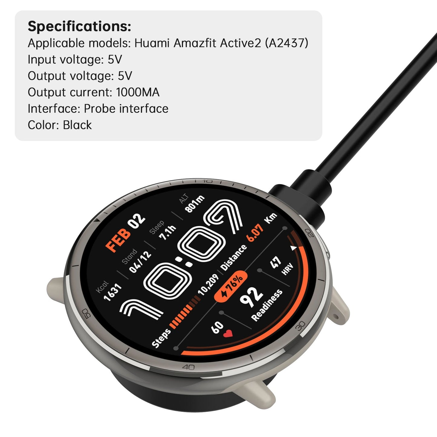 Supporto di ricarica portatile sostitutivo per Huami Watch Amazfit Active2 (A2437)