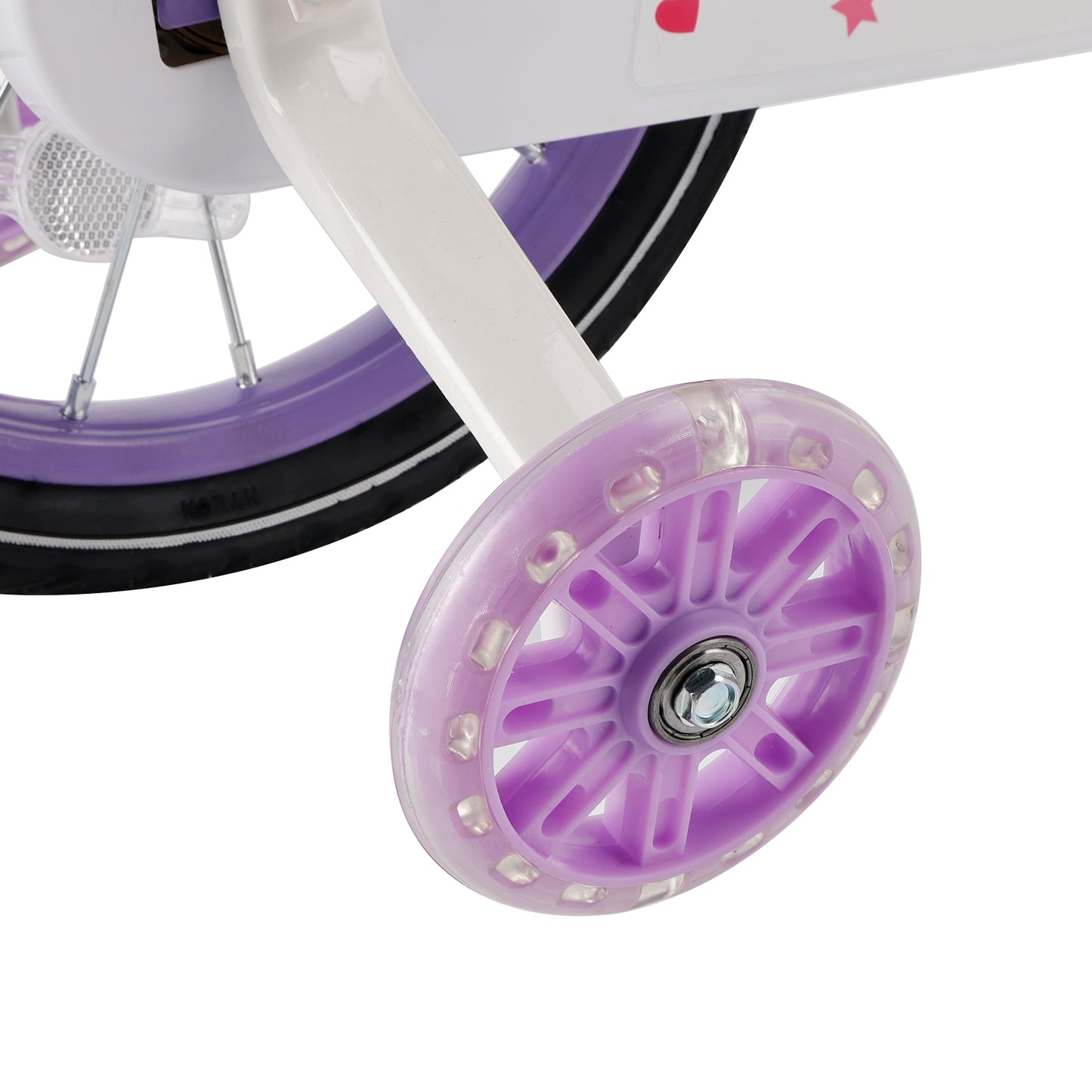 Bicicletta da principessa per bambini da 18" per ragazze, con ruote da allenamento rimovibili, rosa/viola