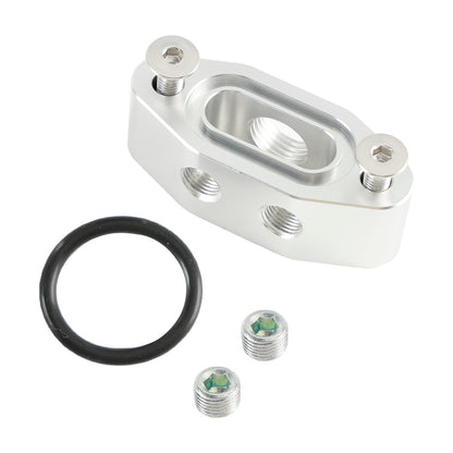 Piastra adattatrice per linea di alimentazione dell'olio Billet LS Twin Turbo Dual 90 gradi 1/8" NPT