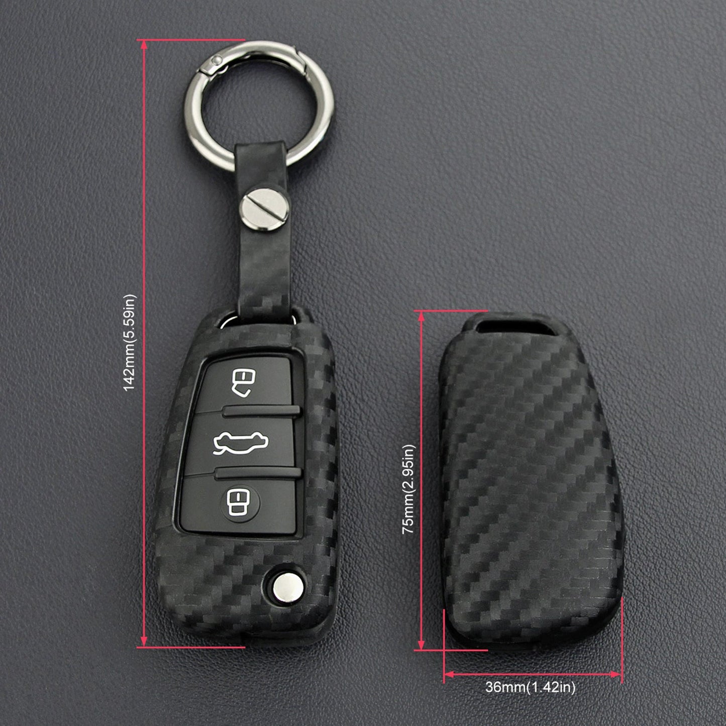 Custodia in pelle e silicone per chiave auto con fibbia per Audi