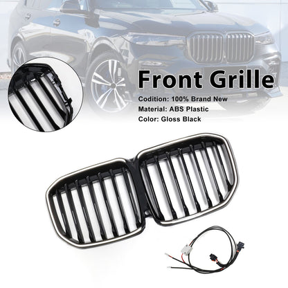 Griglia anteriore a doppio rene nera lucida a lamella singola per BMW X7 G07 2019-2022