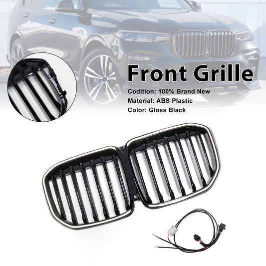 Griglia anteriore a doppio rene nera lucida a lamella singola per BMW X7 G07 2019-2022