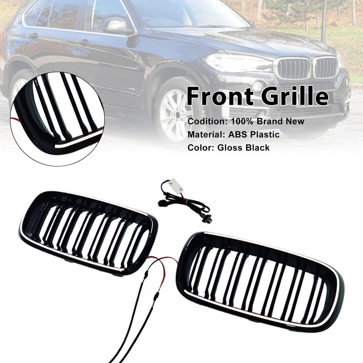 Griglia anteriore a doppio rene con lamelle per BMW X6 F16 35i/35i xDrive/50i xDrive (2014-2018)