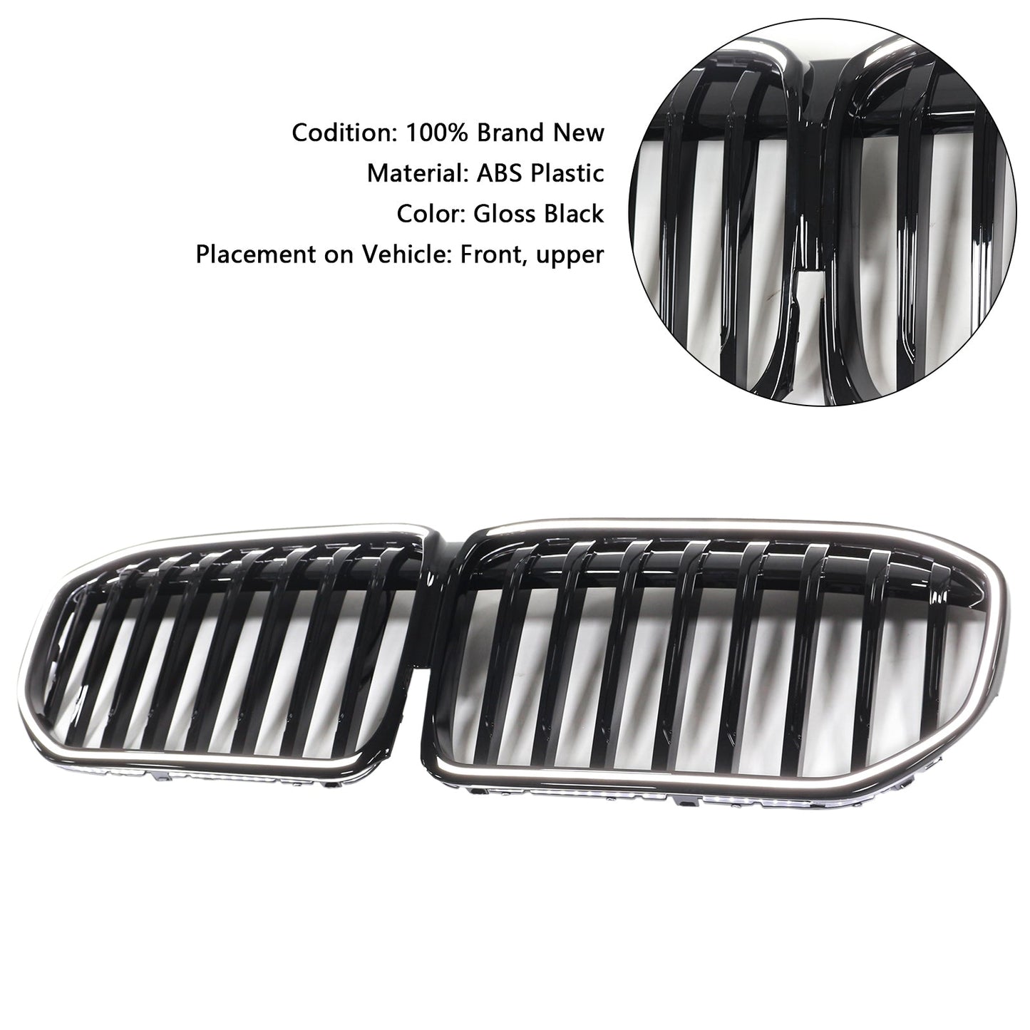 Griglia anteriore nera lucida a stecca singola per BMW Serie 7 G11 G12 2019-2022