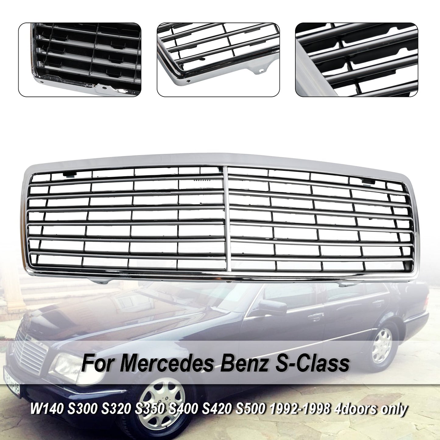 Griglia paraurti anteriore cromata Mercedes Benz Classe S W140 1992-1998