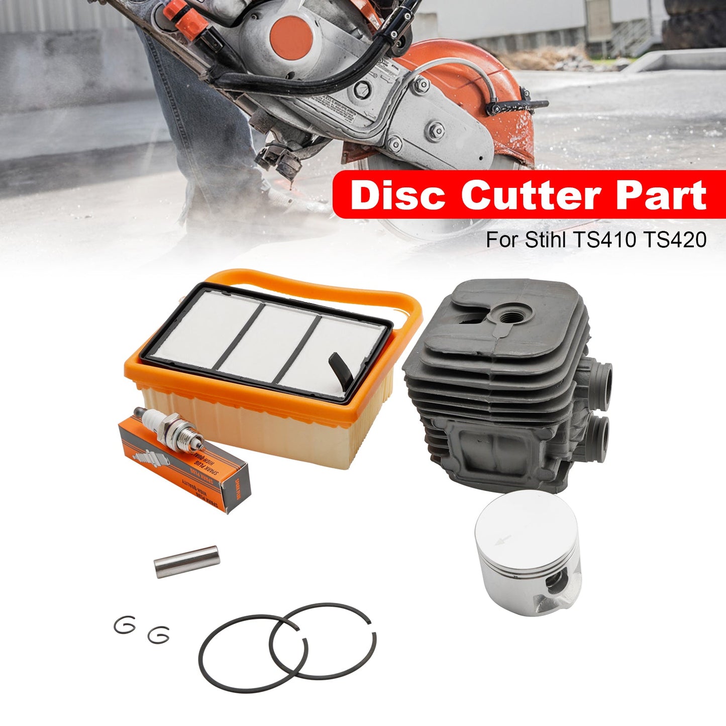 Kit di manutenzione cilindro pistone Stihl TS410 TS420 con filtro aria 4238 020 1202