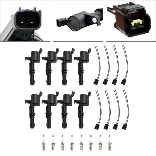 8X lgnition Coil +Spark Plug +Connector FD508  DG511 Per Ford F150 5.4L 04-2010