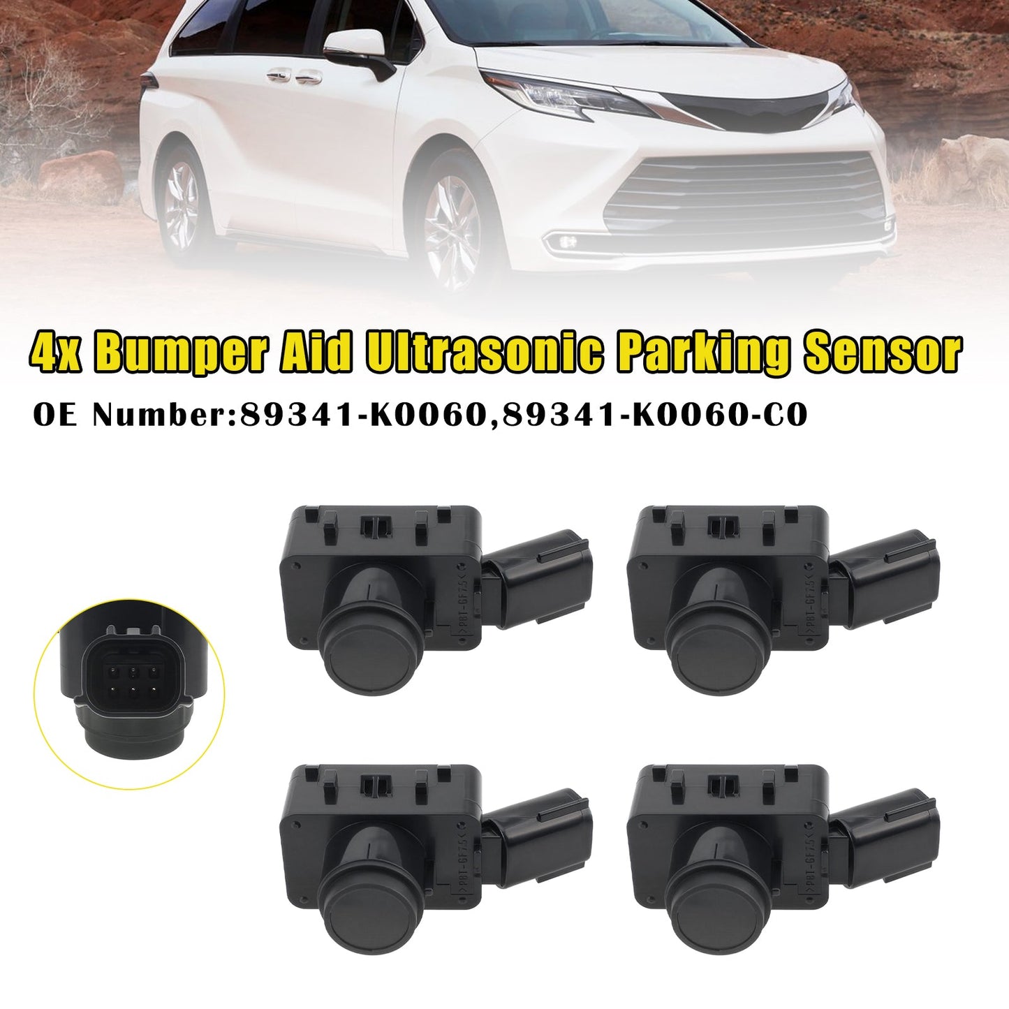 Sensore di parcheggio a ultrasuoni per paraurti Toyota Sienna 2021 (4 pezzi) 89341-K0060-C0