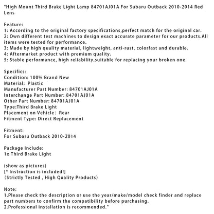 Lampada terza luce freno alta Subaru Outback 2010-2014 84701AJ01A ROSSA