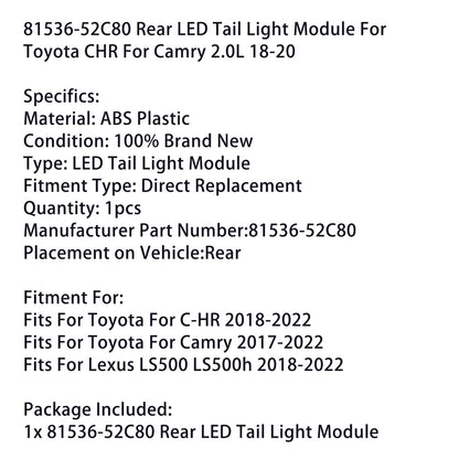 81536-52C80 Modulo fanale posteriore a LED per Toyota CHR per Camry 2.0L 2018-2020