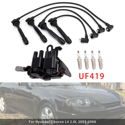 Kit bobina di accensione + 4 candele + cavi per Kia Sportage L4 2.0L 2005-2007, codice C1434 GN10416.