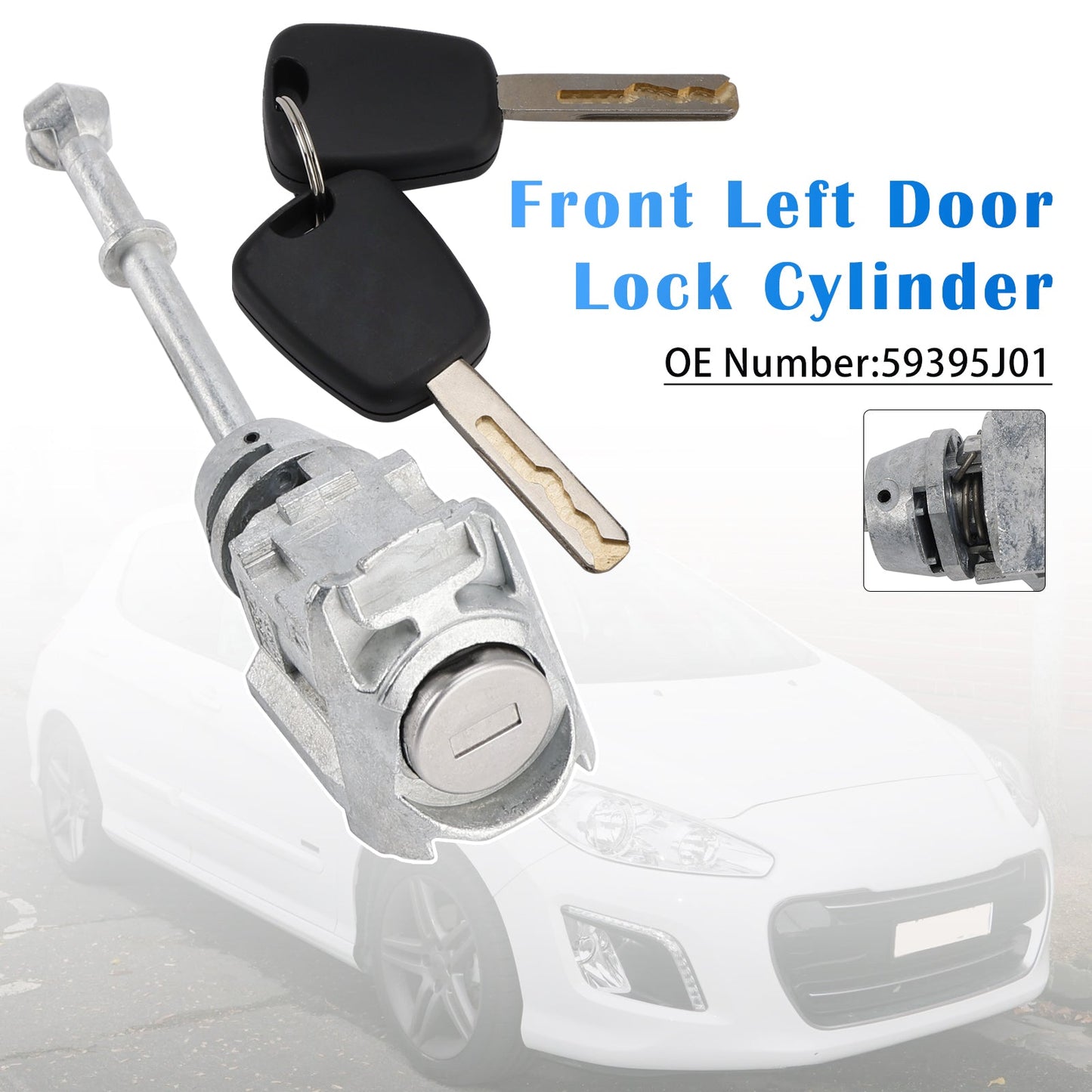 Cilindro serratura portiera anteriore sinistra 59395J01 per Citroen C3 II C5 III 308 SW 508 SW