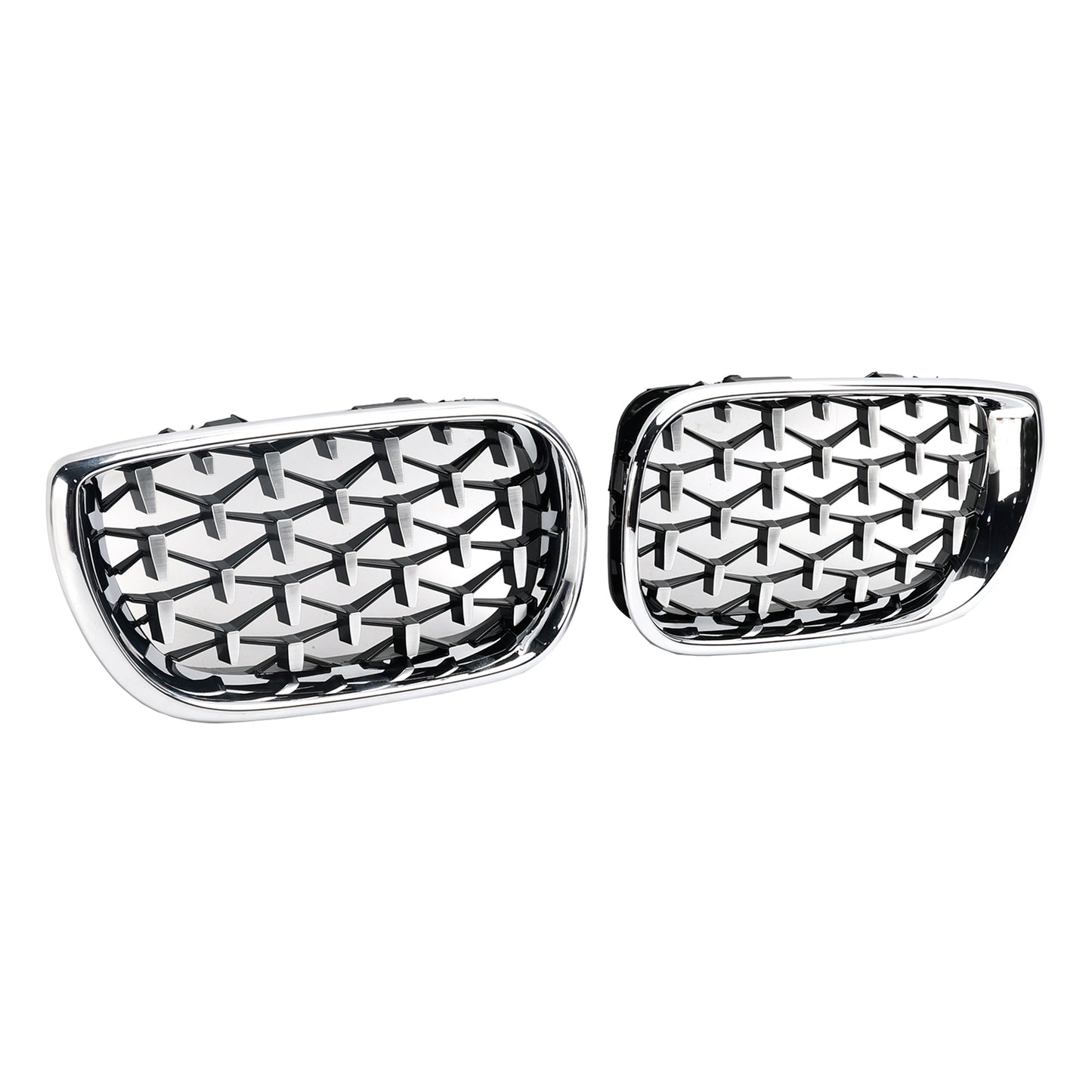 Pair Chrome Diamond Grille For BMW E46 Saloon/Touring Facelift 2002-2005 4Dr