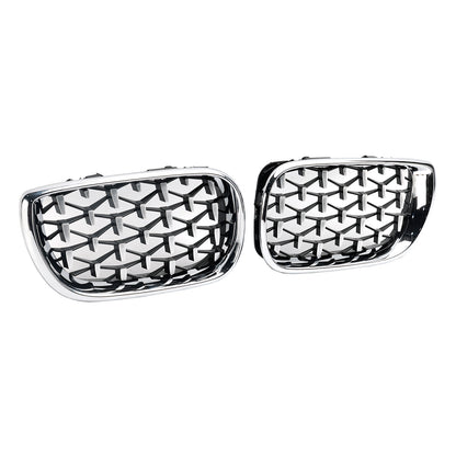 Pair Chrome Diamond Grille For BMW E46 Saloon/Touring Facelift 2002-2005 4Dr