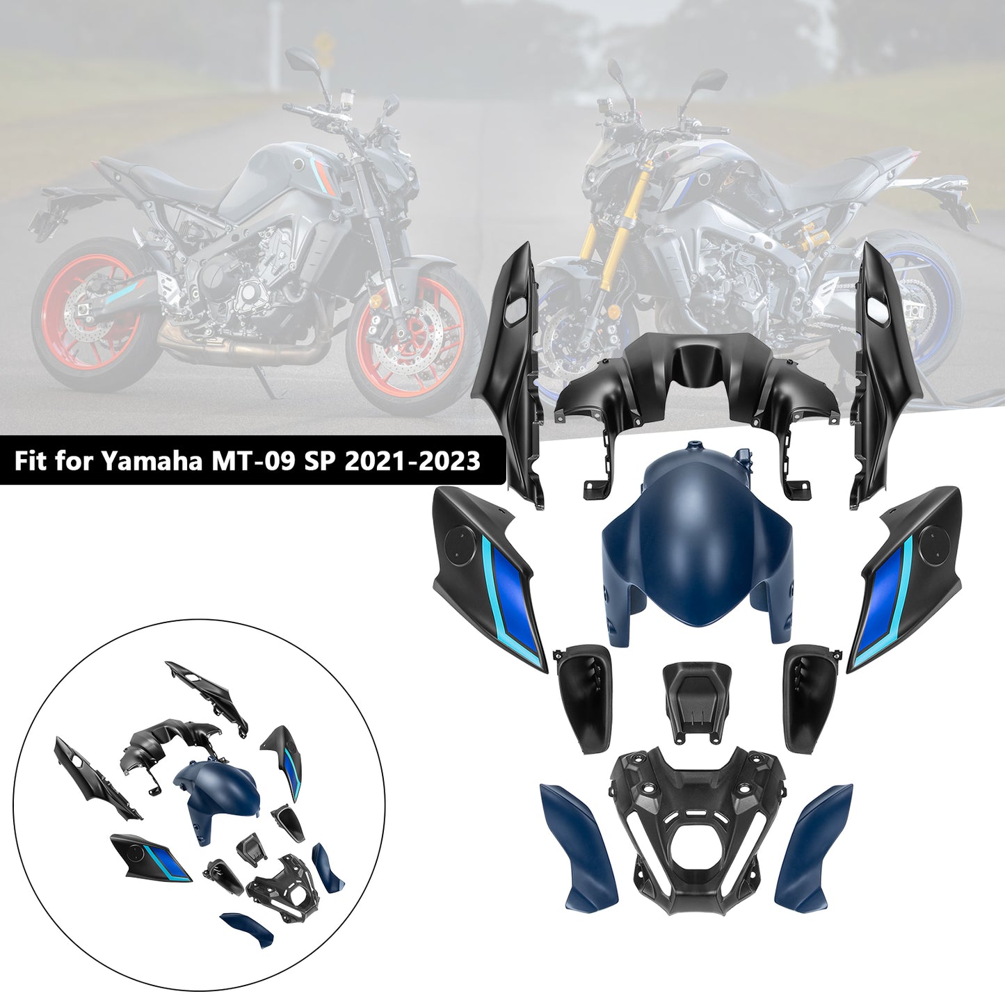 Kit carena carrozzeria iniezione ABS per Yamaha MT-09 / MT-09 SP 2021-2023