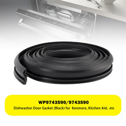 Guarnizione per porta lavastoviglie WP9743590/9743590 (nera) per Kenmore KitchenAid ecc.