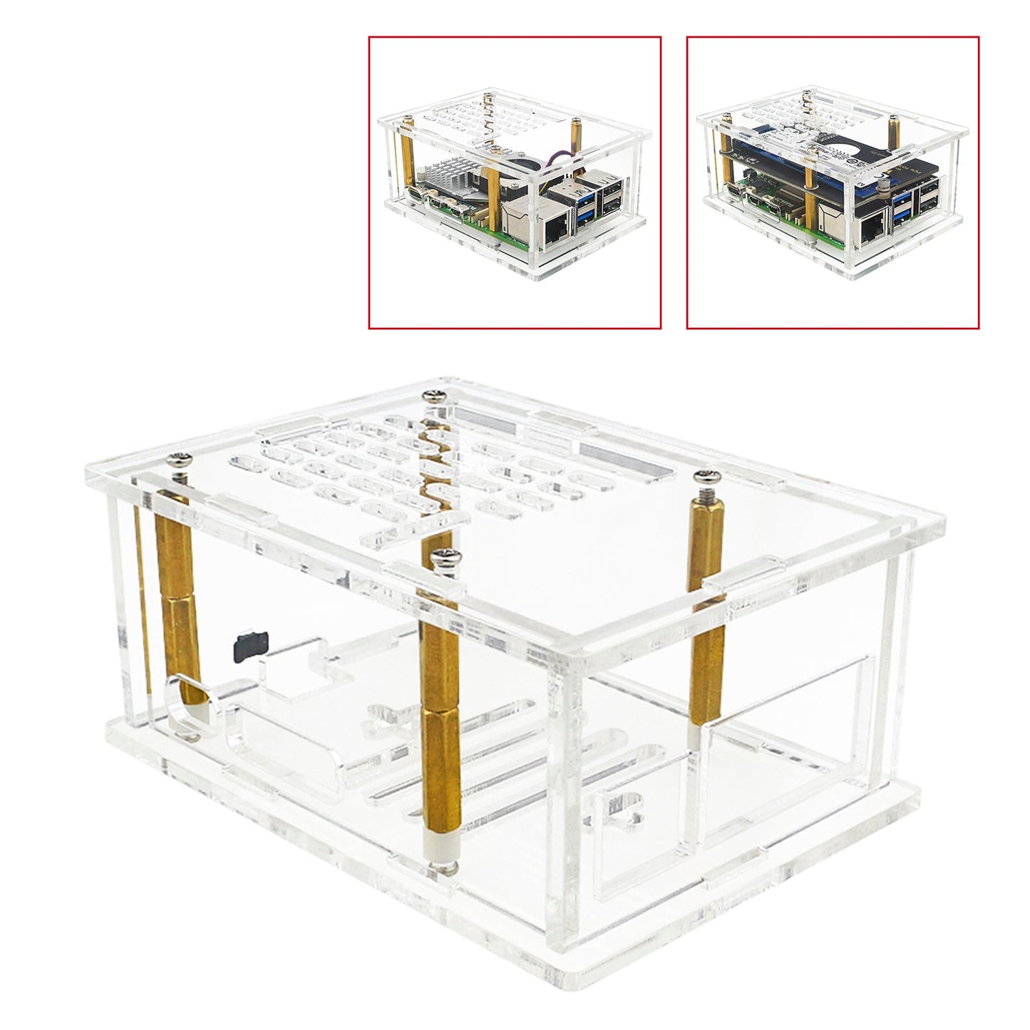 Custodia con adattatore PCI-E per Raspberry Pi5, scheda adattatore PCIe a M.2, radiatore in acrilico