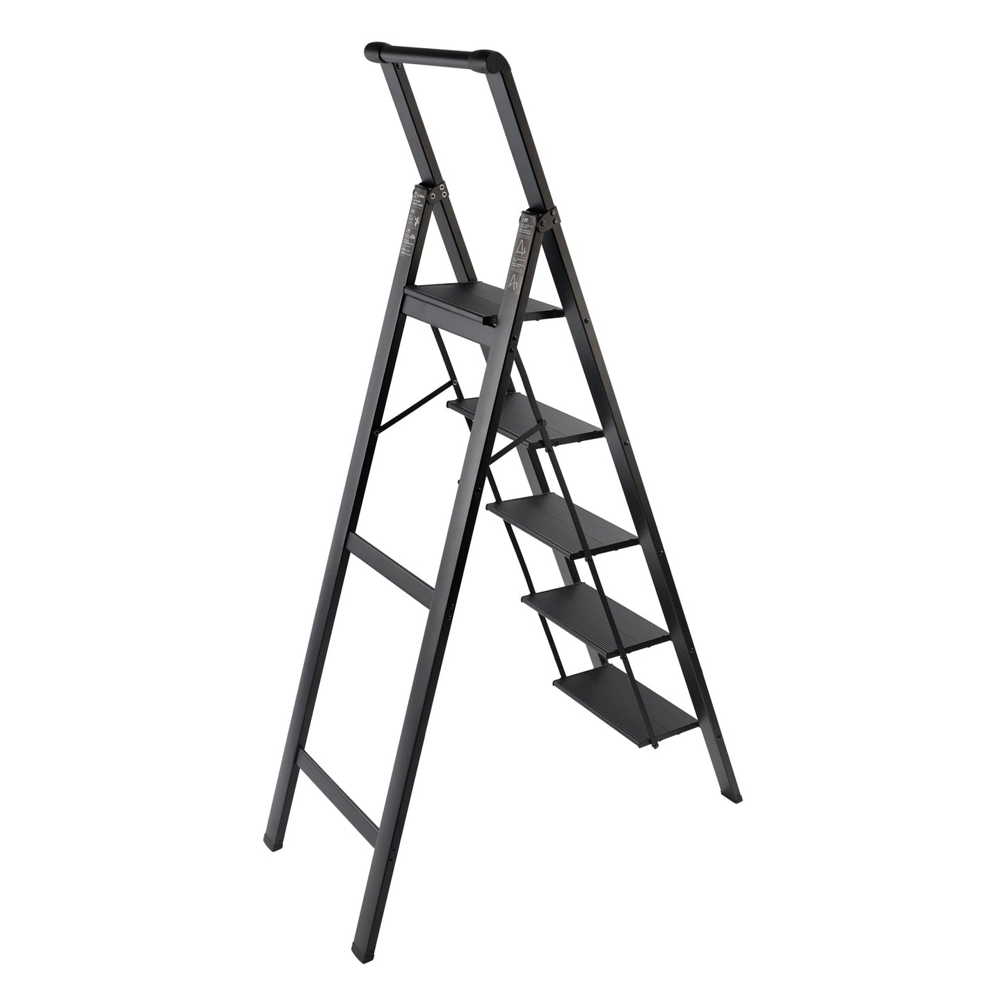 Scala a 5 gradini, sgabello pieghevole, scala in alluminio con pedale antiscivolo