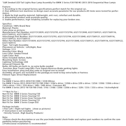 Gruppo ottico posteriore a LED fumé L&amp;R per BMW 3 F30 F80 M3 2013-2018