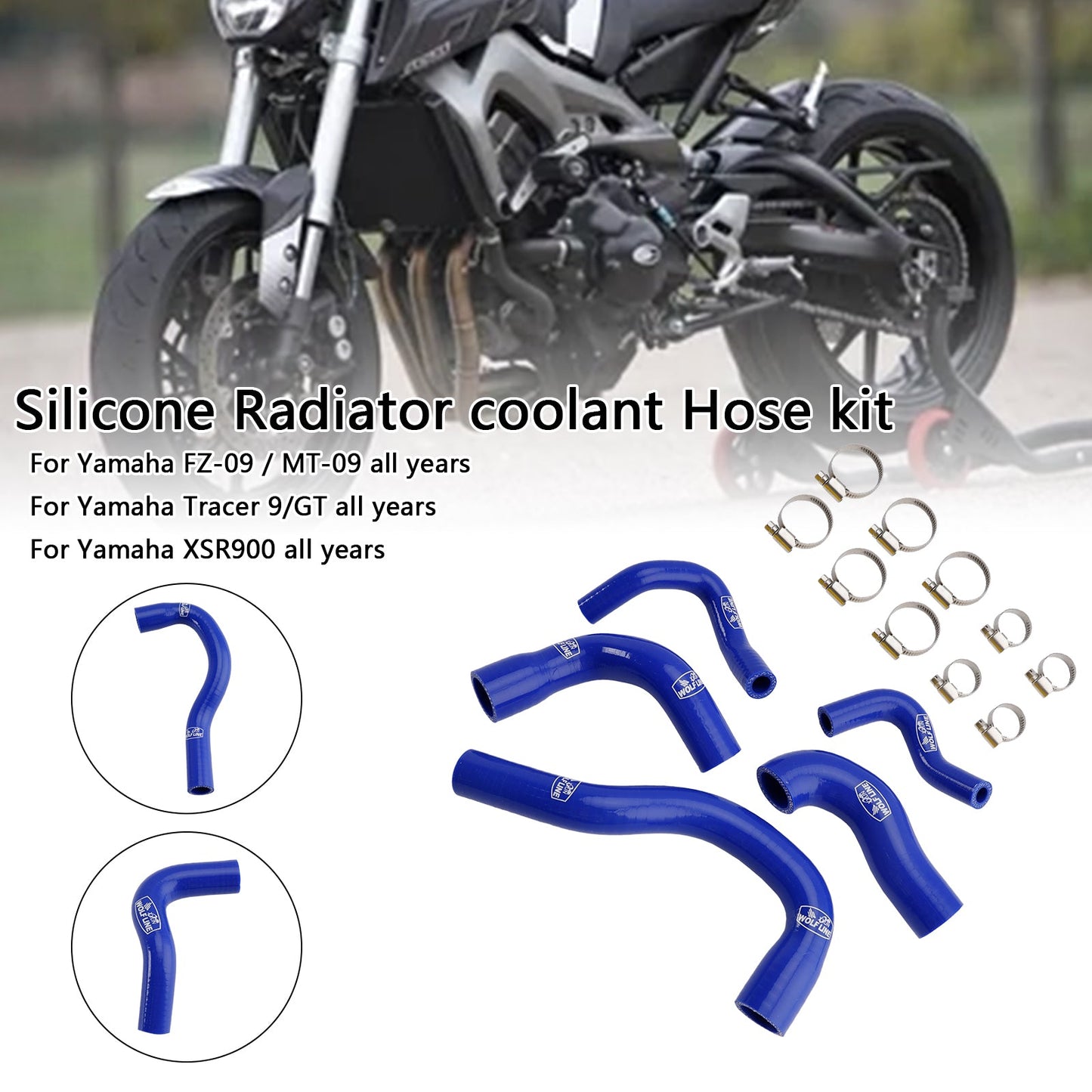 Yamaha MT-09 XSR900 Tracer 9/GT tutti gli anni Tubo refrigerante radiatore in silicone