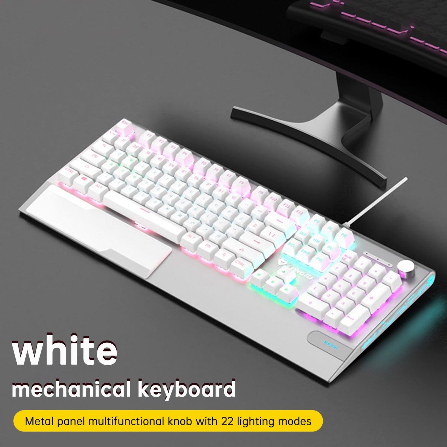Tastiera meccanica K1000 cablata con 104 tasti e interruttori rossi per PC Chroma RGB con poggiapolsi