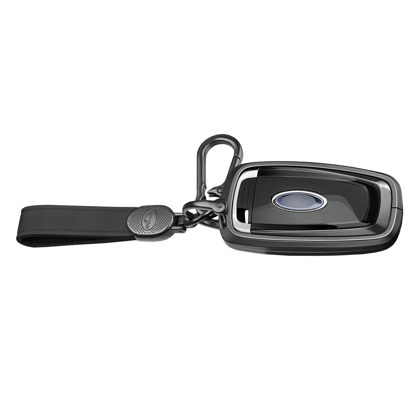 Custodia per chiave auto in TPU nero con fibbia, in lega di alluminio, per Ford.