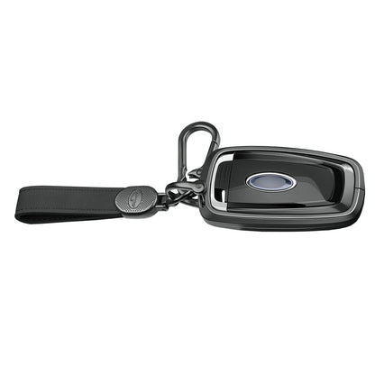 Custodia per chiave auto in TPU nero con fibbia, in lega di alluminio, per Ford.