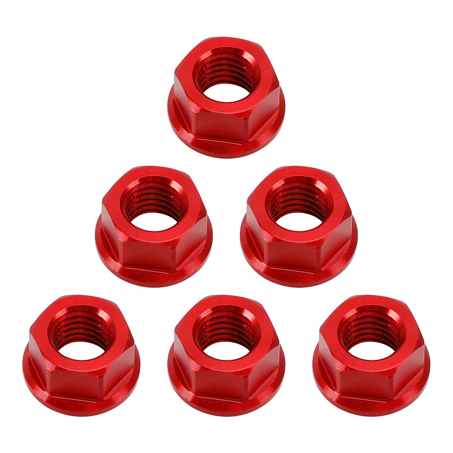 Confezione da 6 dadi flangiati per pignone posteriore in alluminio M10X1,5 mm rossi per moto