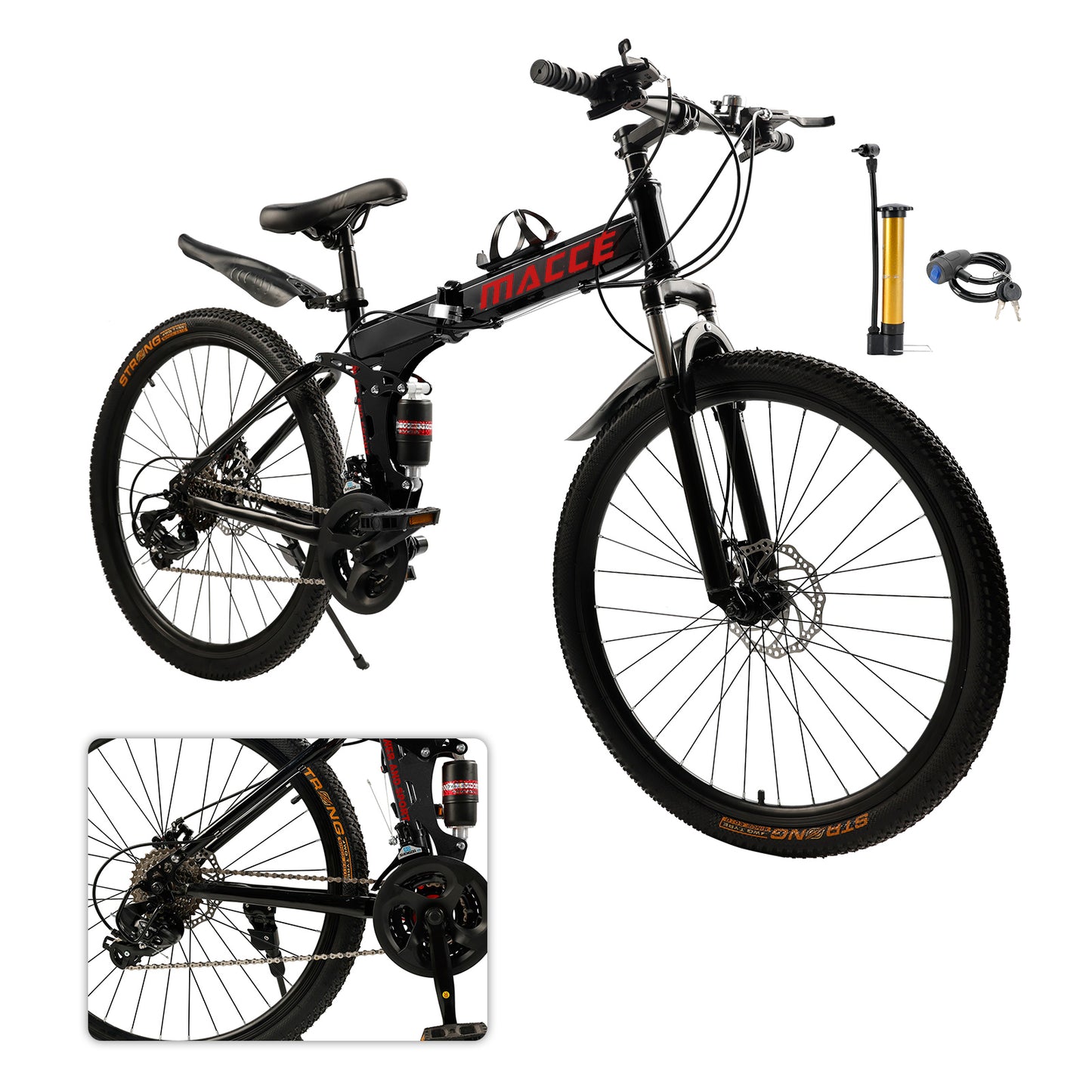 Ruote da 26 "27 velocità a doppio disco a doppio freno pieghevole mountain bike mtb per adulti neri