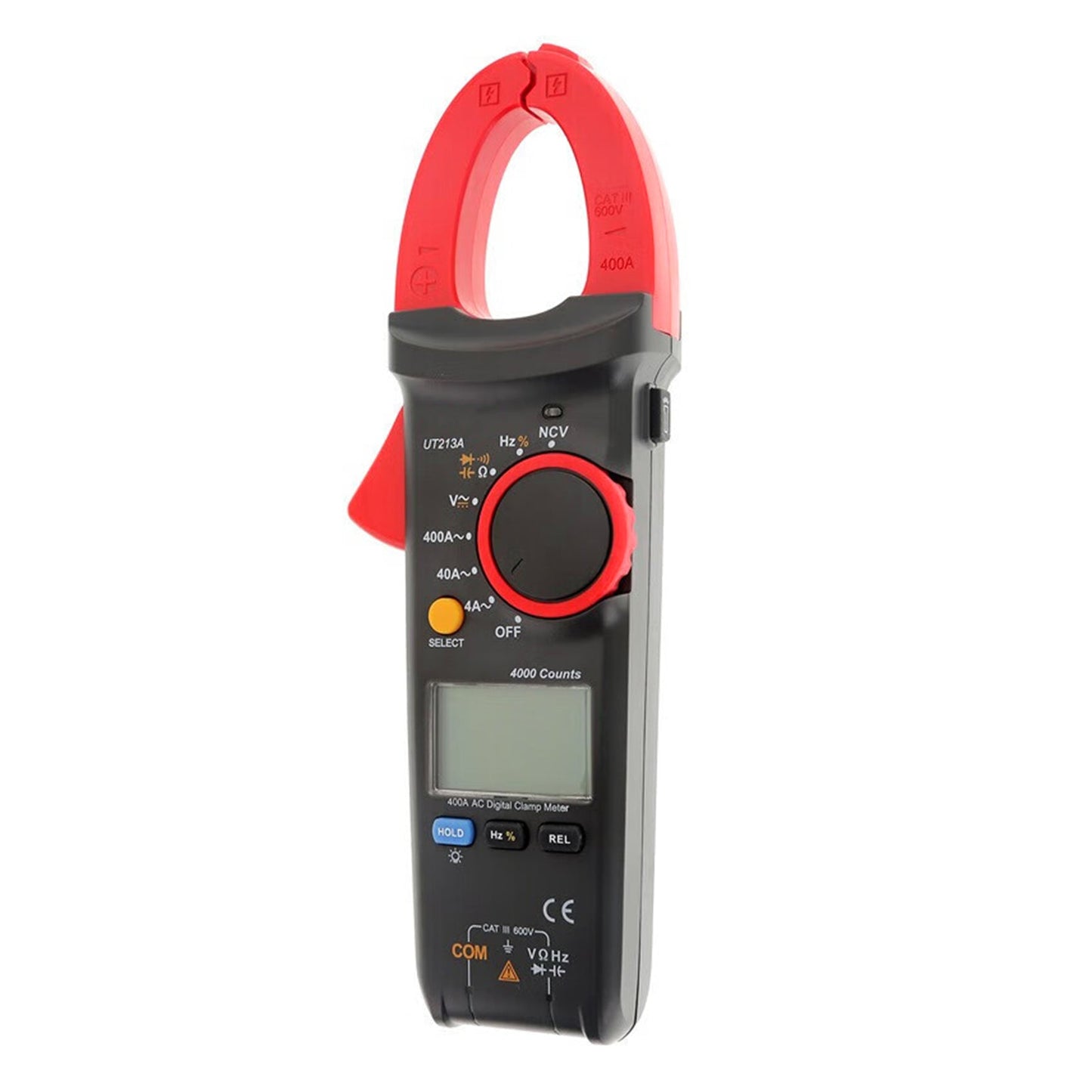Pinza amperometrica UT213A 400A TRMS per corrente AC e DC, tensione, resistenza e capacità.