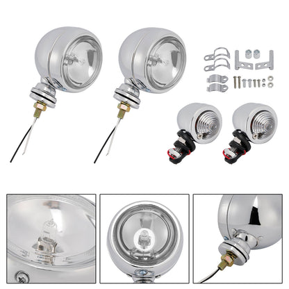 Faro fendinebbia cromato personalizzato per moto #D19 per Bobber Chopper da corsa